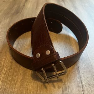 Handmade brown leather belt. Size 37
